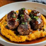 Pork Meatballs with Sweet Potato Mash