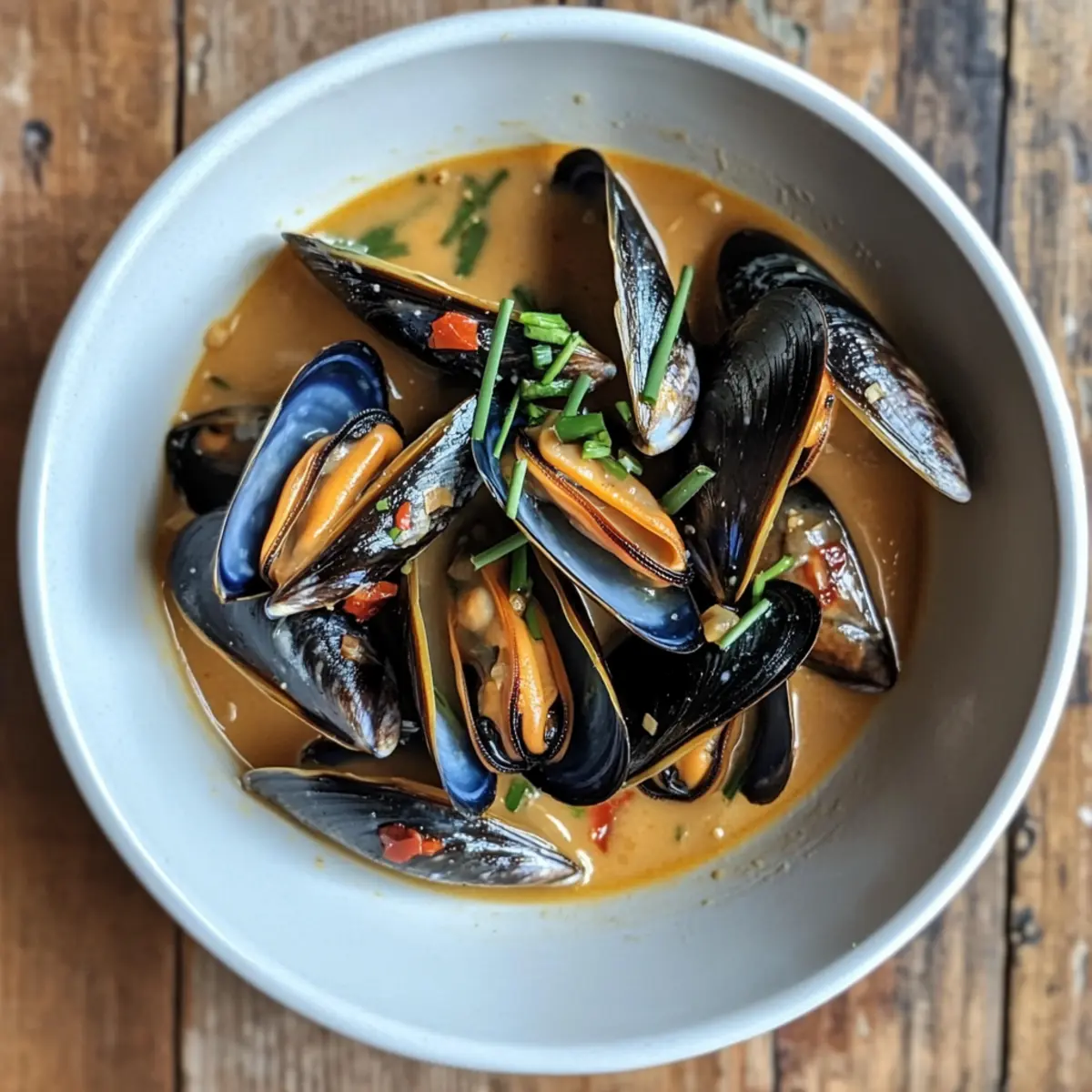 Mussels in Garlic Miso Broth