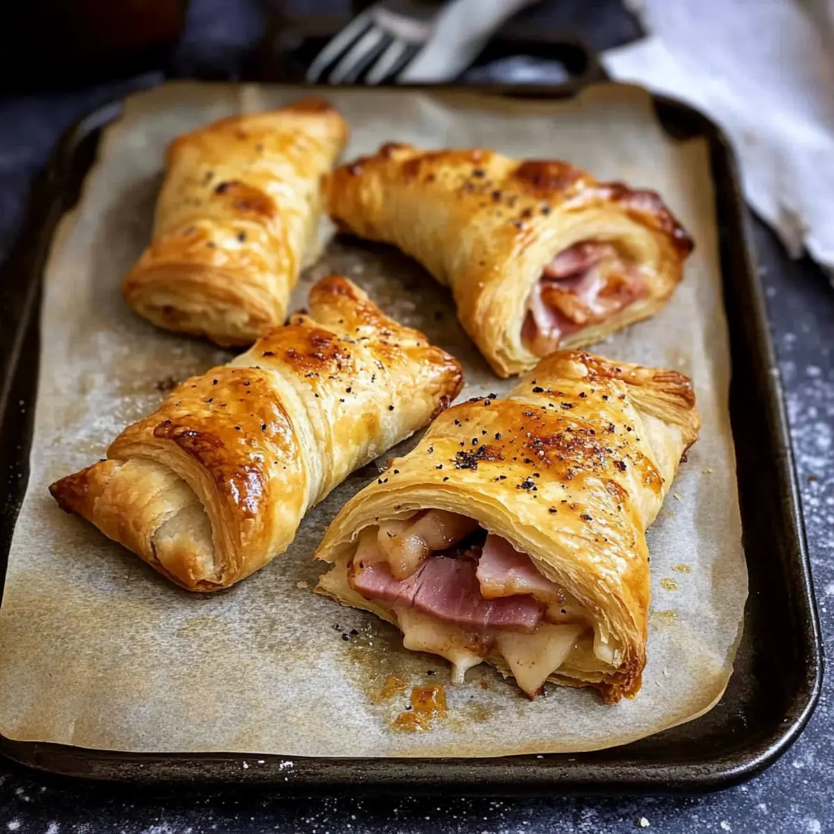 Flaky Ham and Cheese Puff Pastries