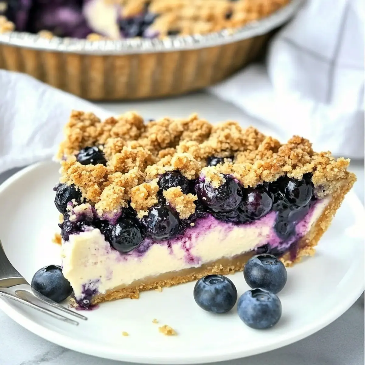 Blueberry Crumble Cheesecake Pie