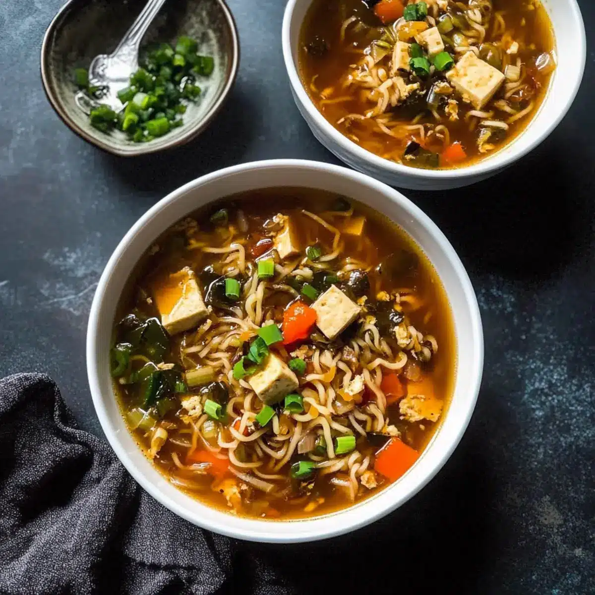 Vegan Hot and Sour Soup with Ramen