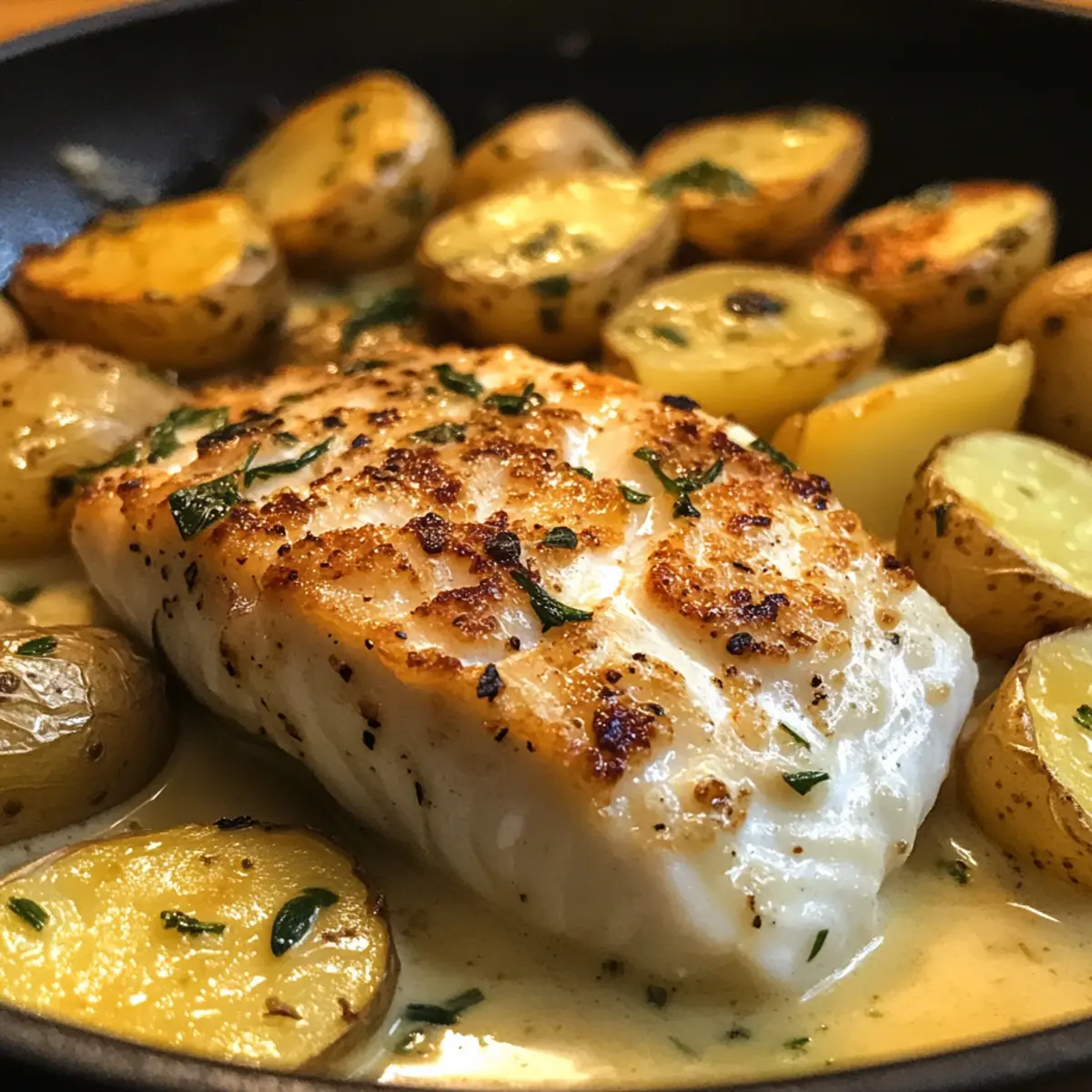 Easy Pan-Seared White Fish & Creamy Potatoes: Deliciously Indulgent