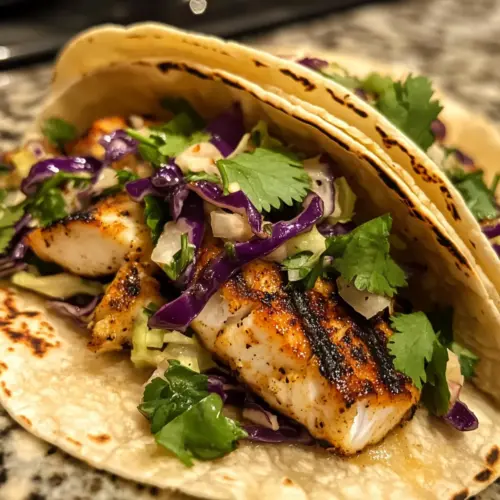 Grilled Fish Tacos with Cabbage Slaw